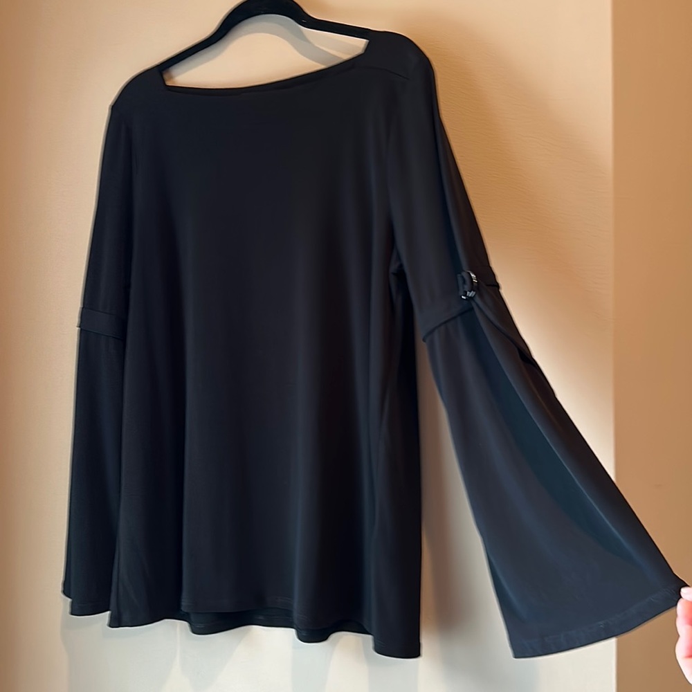 Ellen Tracy Black Bell Sleeve Blouse